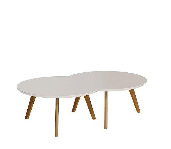 Conjunto Mesa de Centro Classic Redonda Luna - Ref. 60311 - Off White - Imcal