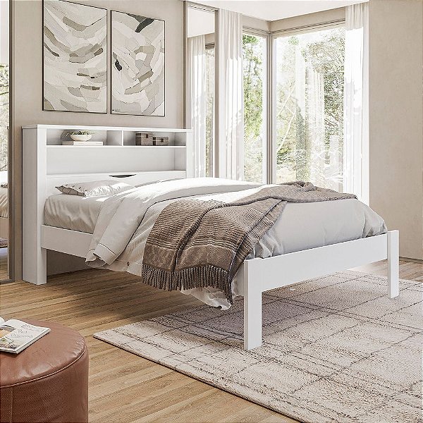 Cama Casal Invicta - 225766 - Branco - Santos Andirá