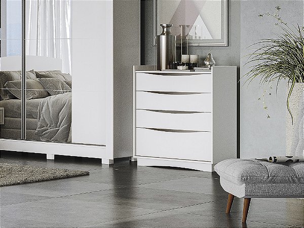 Cômoda 03 Gavetas e 01 Gavetão - Ref. M260 - Branco - Kappesberg