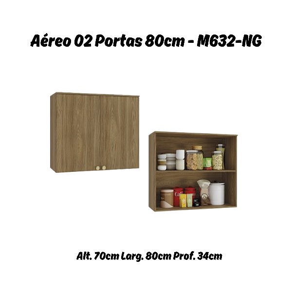 Aéreo 02 Portas 80cm - Ref. M632 - Nogueira - Linha Botanic - Kappesberg
