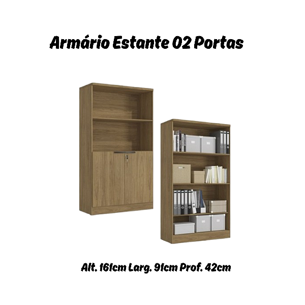 Armário Estante 2 Portas - Ref 1012A - Linha Versátil - Kappesberg