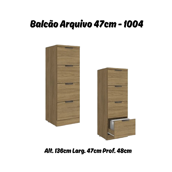 Balcão Arquivo 04 Gavetas Linha Versátil - Ref. 1004A - Itapuã - Kappesberg