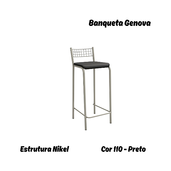 Banqueta Gênova - Ref. 1B705-NK - Estampa: 110 (Preto) Niquel - Kappesberg