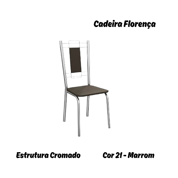 Par de Cadeiras Florença - Ref. 2C005-CR - Estampa: 21 (Marrom) Cromado - Kappesberg