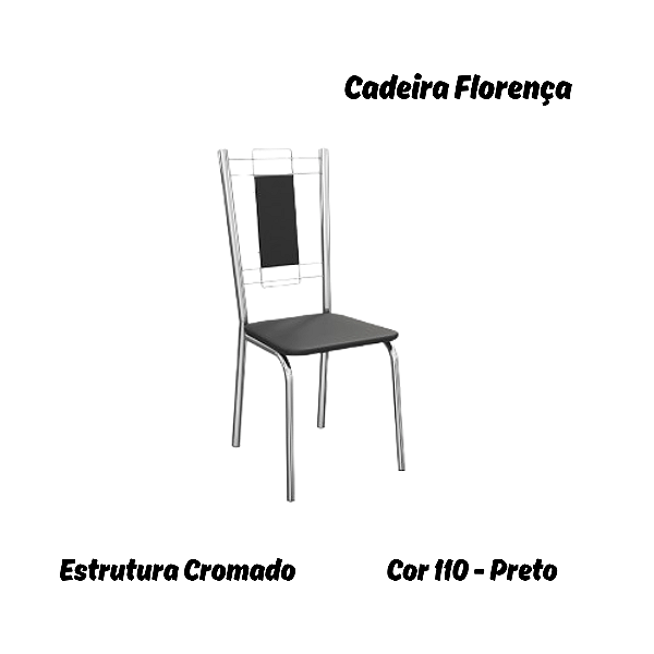 Par de Cadeiras Florença - Ref. 2C005-CR - Estampa: 110 (Preto) Cromado - Kappesberg