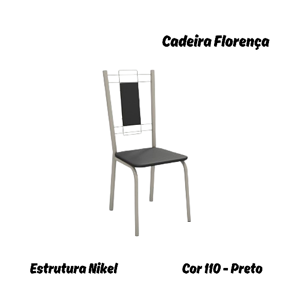 Par de Cadeiras Florença - Ref. 2C005-NK - Estampa: 110 (Preto) Nikel - Kappesberg