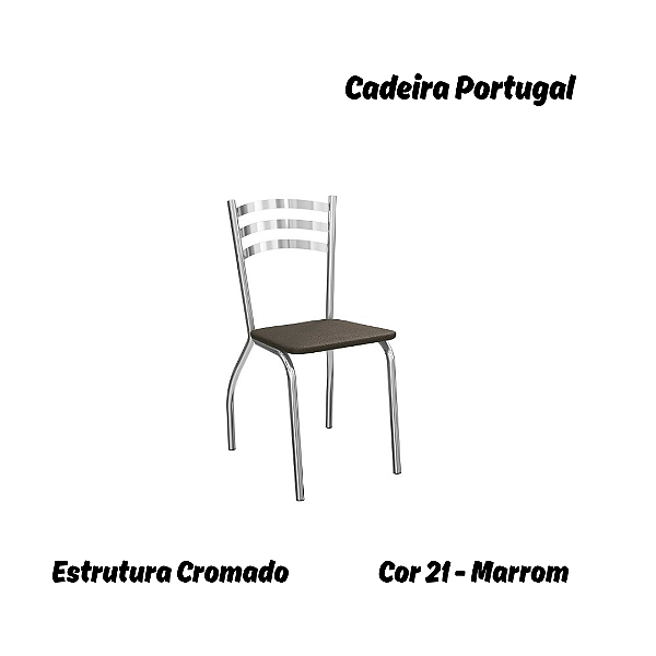 Par de Cadeiras Portugal - Ref. 2C007-CR - Estampa: 21 (Marrom) Cromado - Kappesberg