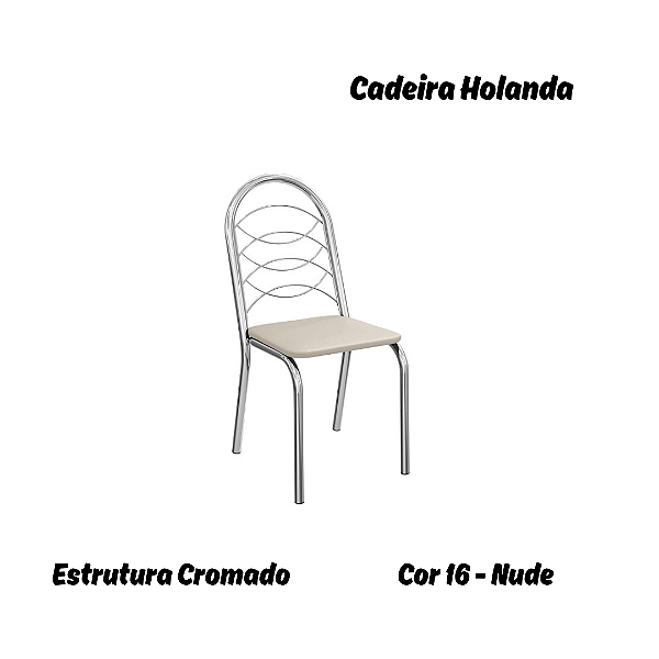 Par de Cadeiras Holanda - Ref. 2C009-CR - Estampa: 16 (Nude) Cromado - Kappesberg