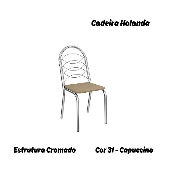 Par de Cadeiras Holanda - Ref. 2C009-CR - Estampa: 31 (Capuccino) Cromado - Kappesberg