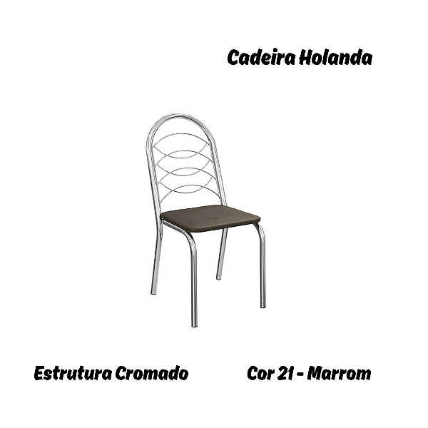 Par de Cadeiras Holanda - Ref. 2C009-CR - Estampa: 110 (Preto) Cromado - Kappesberg