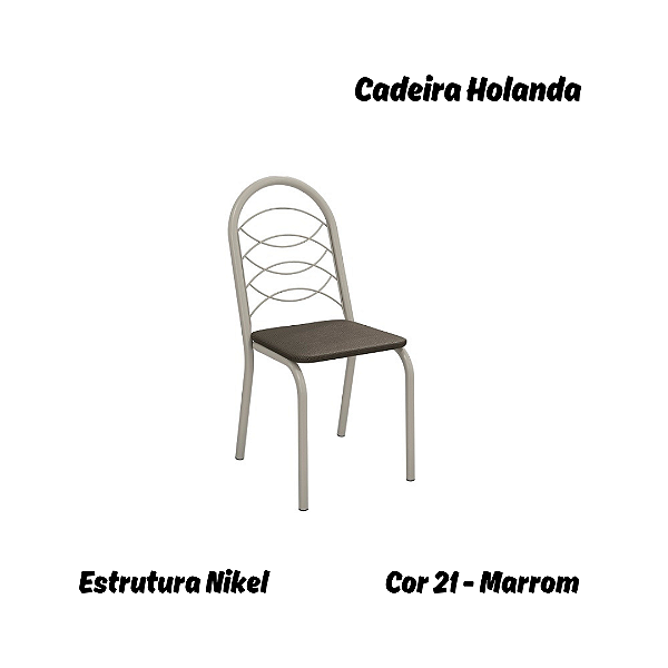 Par de Cadeiras Holanda - Ref. 2C009-NK - Estampa: 21 (Marrom) Nikel - Kappesberg