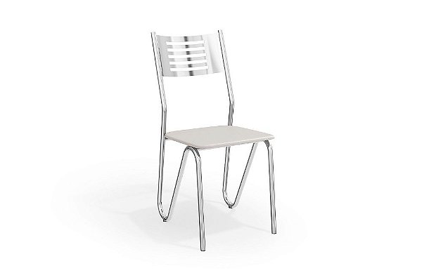 Par de Cadeiras Nápoles - Ref.2C045-CR - Estampa: 106 (Branco) Cromado - Kappesberg
