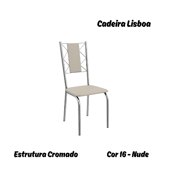 Par de Cadeiras Lisboa - Ref. 2C076-CR - Estampa: 16 (Nude) Cromado - Kappesberg