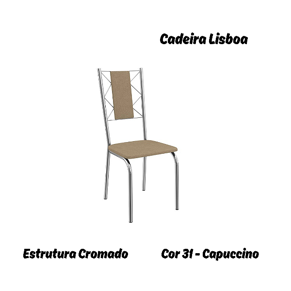 Par de Cadeiras Lisboa - Ref. 2C076-CR - Estampa: 31 (Capuccino) Cromado - Kappesberg