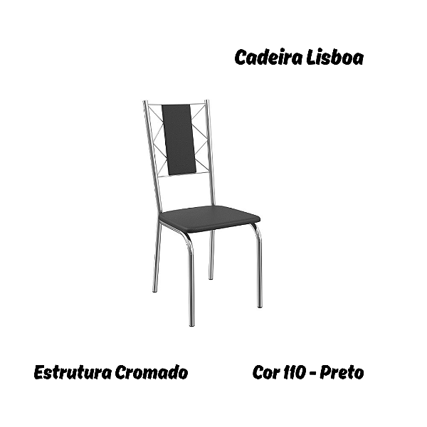 Par de Cadeiras Lisboa - Ref. 2C076-CR - Estampa: 110 (Preto) Cromado - Kappesberg
