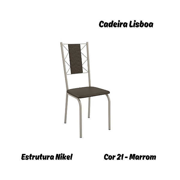 Par de Cadeiras Lisboa - Ref. 2C076-NK - Estampa: 21 (Marrom) Nikel - Kappesberg
