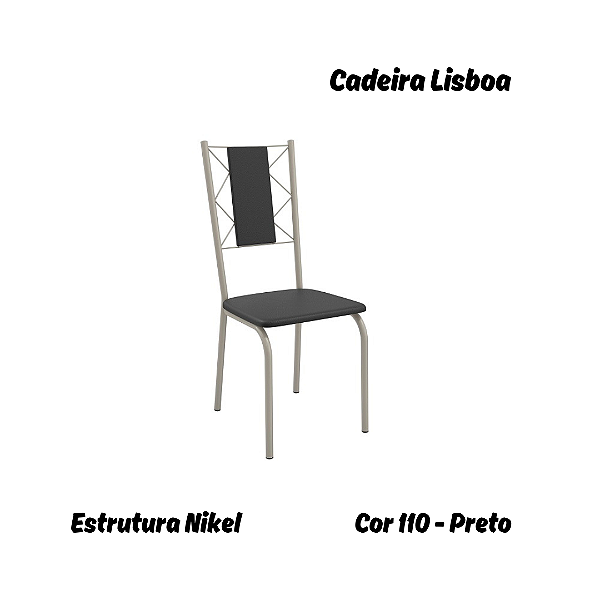 Par de Cadeiras Lisboa - Ref. 2C076-NK - Estampa: 110 (Preto) Nikel - Kappesberg