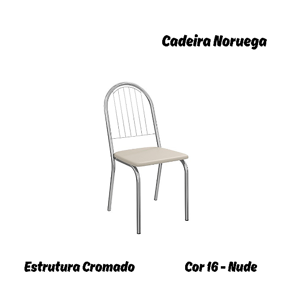 Par de Cadeiras Noruega - Ref. 2C077-CR - Estampa: 16 (Nude) Cromado - Kappesberg