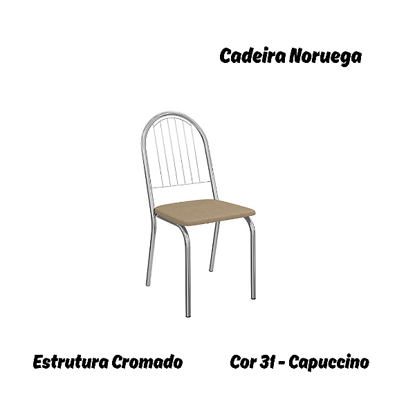 Par de Cadeiras Noruega - Ref. 2C077-CR - Estampa: 31 (Capuccino) Cromado - Kappesberg