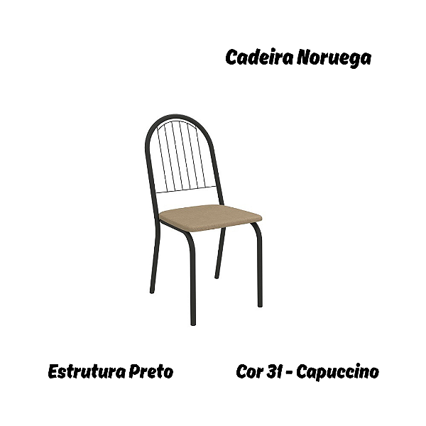 Par de Cadeiras Noruega - Ref. 2C077-PR - Estampa: 31 (Capuccino) Preto - Kappesberg