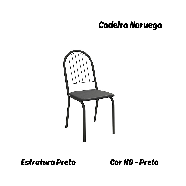 Par de Cadeiras Noruega - Ref. 2C077-PR - Estampa: 110 (Preto) Preto - Kappesberg