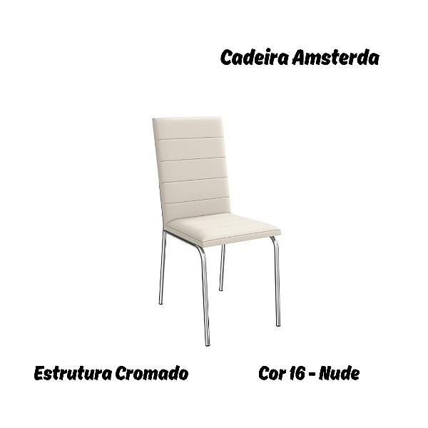 Par de Cadeiras Amsterdã - Ref. 2C091-CR - Estampa: 16 (Nude) Cromado - Kappesberg