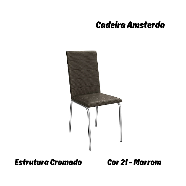 Par de Cadeiras Amsterdã - Ref. 2C091-CR - Estampa: 21 (Marrom) Cromado - Kappesberg