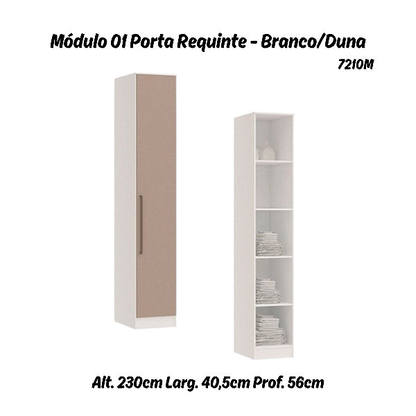 Módulo 01 Porta c/ Prateleiras Requinte - 7210M - Branco / Duna - Móveis Castro