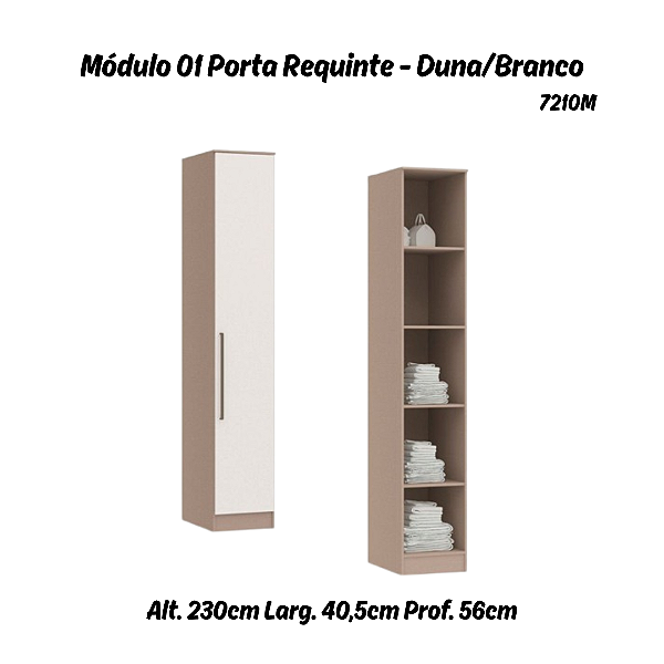 Módulo 01 Porta c/ Prateleiras Requinte - 7210M - Duna / Branco - Móveis Castro