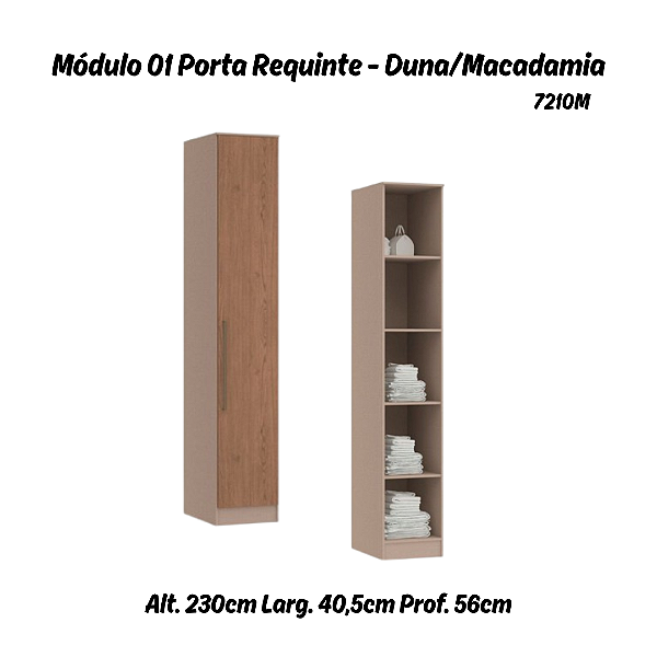 Módulo 01 Porta c/ Prateleiras Requinte - 7210M - Duna / Macadâmia - Móveis Castro