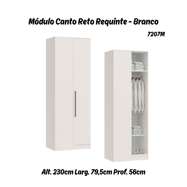 Módulo Canto Reto 01 Porta Requinte - 7207M - Branco - Móveis Castro