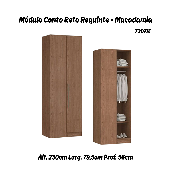 Módulo Canto Reto 01 Porta Requinte - 7207M - Macadâmia - Móveis Castro