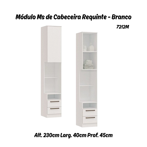 Módulo de Cabeceira Reta Requinte - 7212M - Branco - Móveis Castro