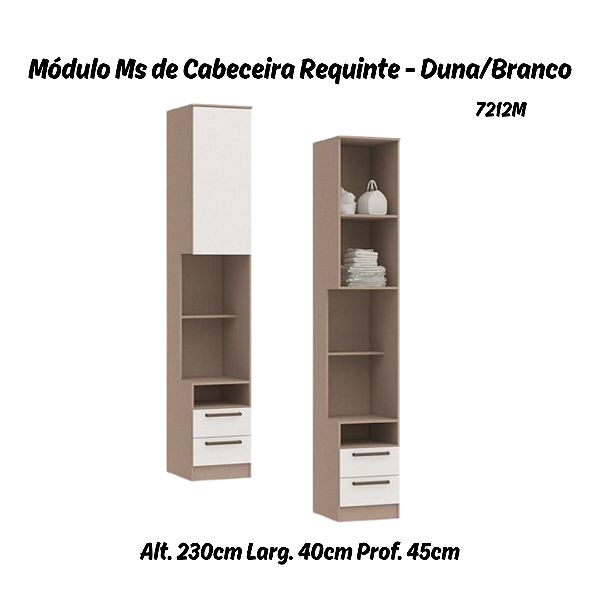 Módulo de Cabeceira Reta Requinte - 7212M - Duna / Branco - Móveis Castro