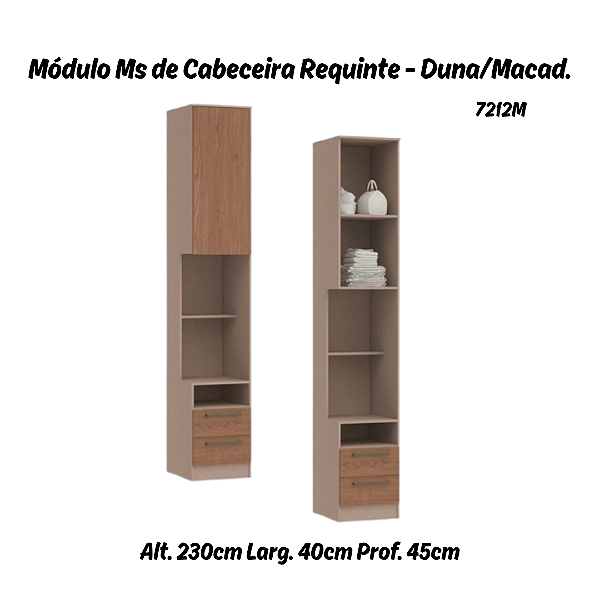 Módulo de Cabeceira Reta Requinte - 7212M - Duna / Macadâmia - Móveis Castro