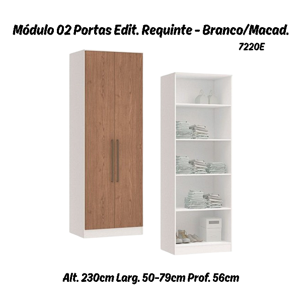 Módulo 02 Portas Editável Requinte - 7220E - Branco / Macadâmia - Móveis Castro