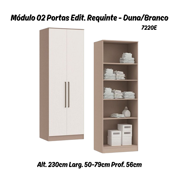 Módulo 02 Portas Editável Requinte - 7220E - Duna / Branco - Móveis Castro
