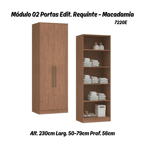 Módulo 02 Portas Editável Requinte - 7220E - Macadâmia - Móveis Castro