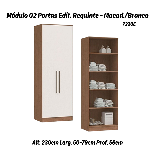 Módulo 02 Portas Editável Requinte - 7220E - Macadâmia / Branco - Móveis Castro