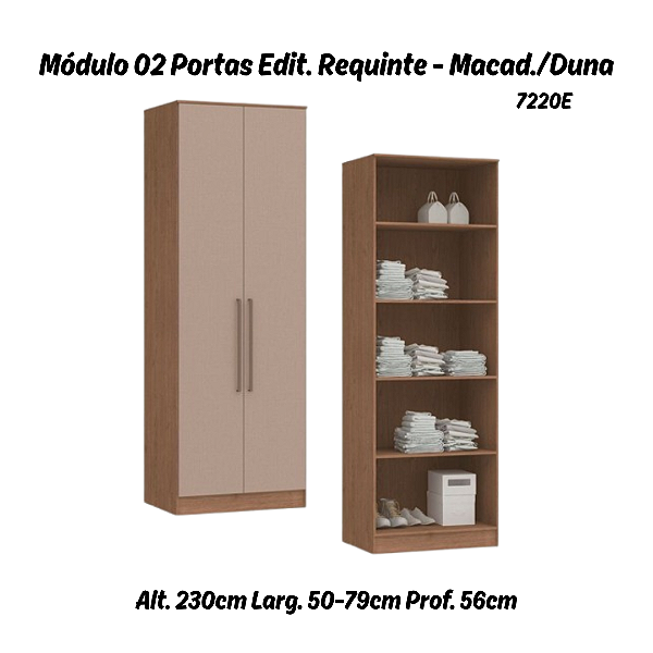 Módulo 02 Portas Editável Requinte - 7220E - Macadâmia / Duna - Móveis Castro