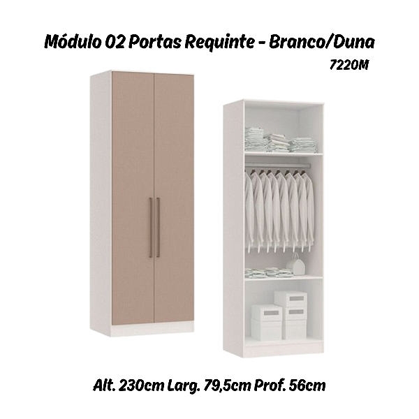 Módulo 02 Portas Requinte - 7220M - Branco / Duna - Móveis Castro