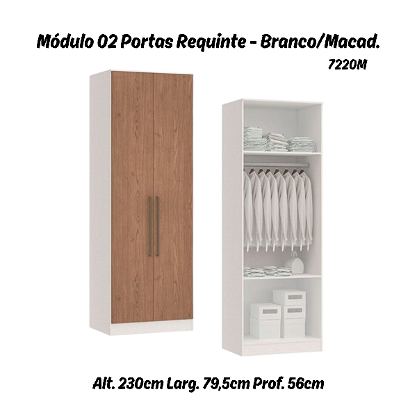 Módulo 02 Portas Requinte - 7220M - Branco / Macadâmia - Móveis Castro