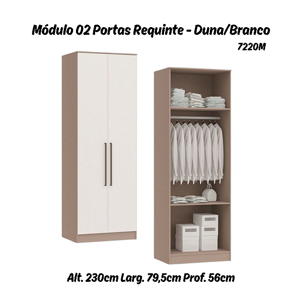 Módulo 02 Portas Requinte - 7220M - Duna / Branco - Móveis Castro