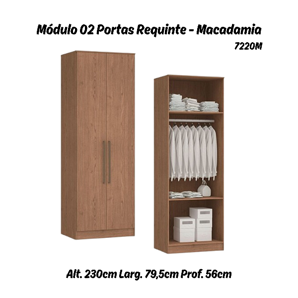 Módulo 02 Portas Requinte - 7220M - Macadâmia - Móveis Castro