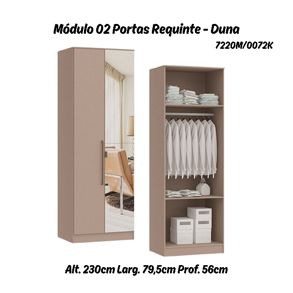 Módulo 02 Portas Requinte c/ 01 PT Espelho - 7220M - Duna - Móveis Castro