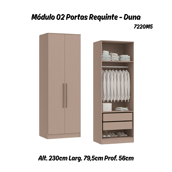Módulo 02 Portas 02 Gvts 01 Cabideiro Requinte - 7220M5 - Duna - Móveis Castro