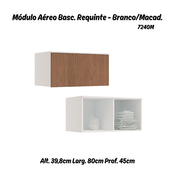 Módulo Aéreo 01 Porta Basculante Requinte - 7240M - Branco / Macadâmia - Móveis Castro