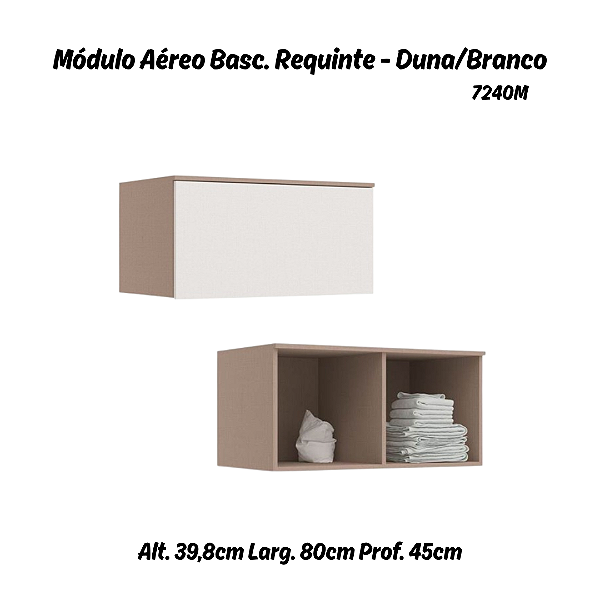 Módulo Aéreo 01 Porta Basculante Requinte - 7240M - Duna / Branco - Móveis Castro