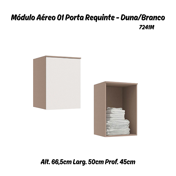 Módulo Aéreo 01 Porta Requinte - 7241M - Duna / Branco - Móveis Castro