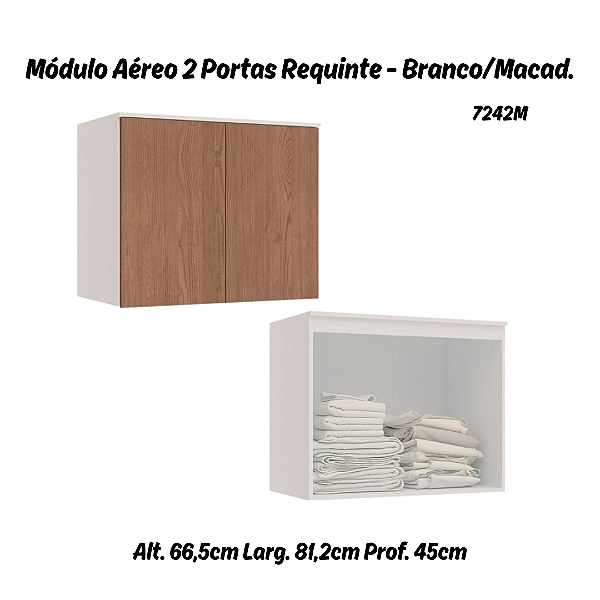 Módulo Aéreo 02 Portas Requinte - 7242M - Branco / Macadâmia - Móveis Castro